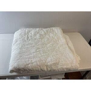 Brooklinen Quilted Linen Bedspread Coverlet Liteweight White Cottage Queen/full